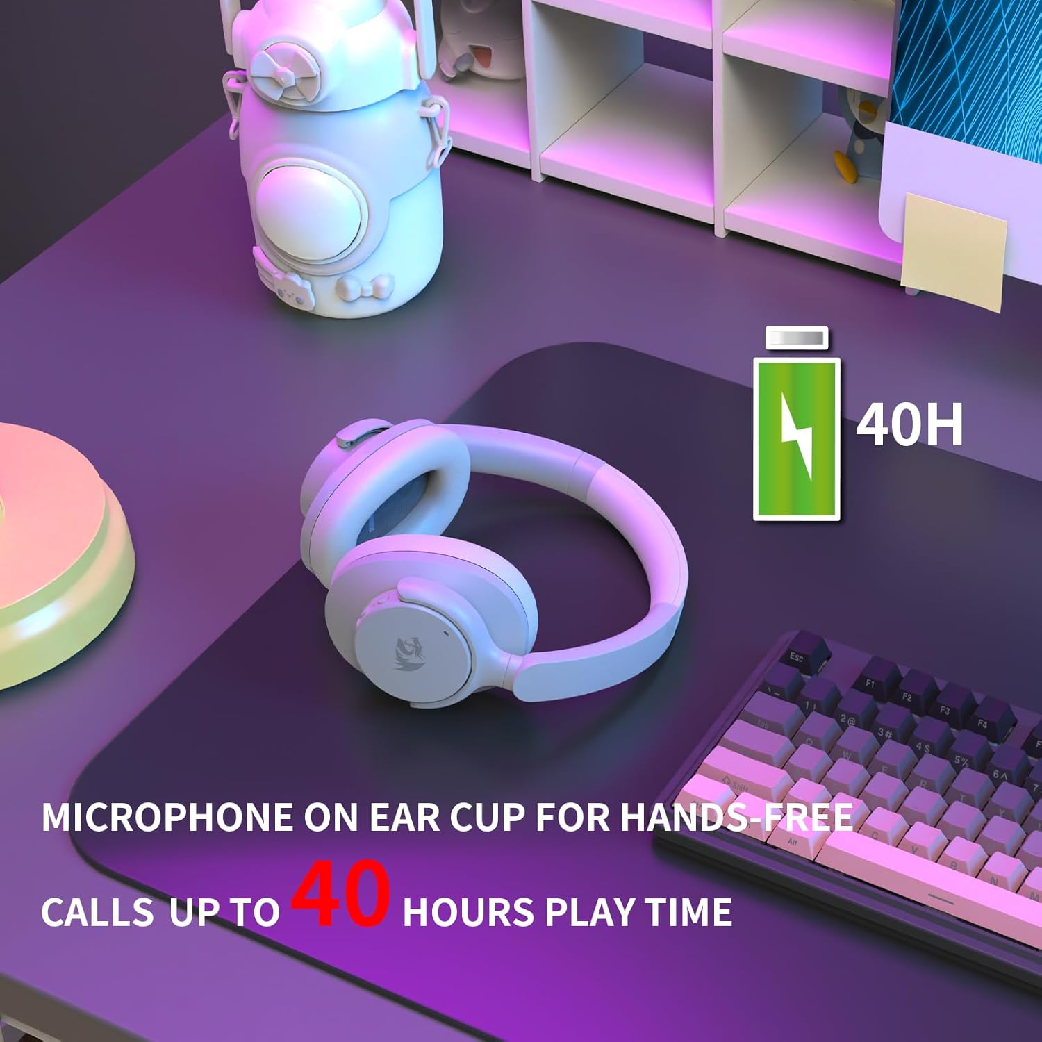 REDRAGON VIBECORE WIRED/WIRELESS GAMING HEADSET WHITE H610G thumbnail 4