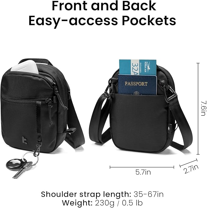 TOMTOC AVIATOR T37 TRAVEL CROSSBODY BAG BLACK T37S1D1 thumbnail 7