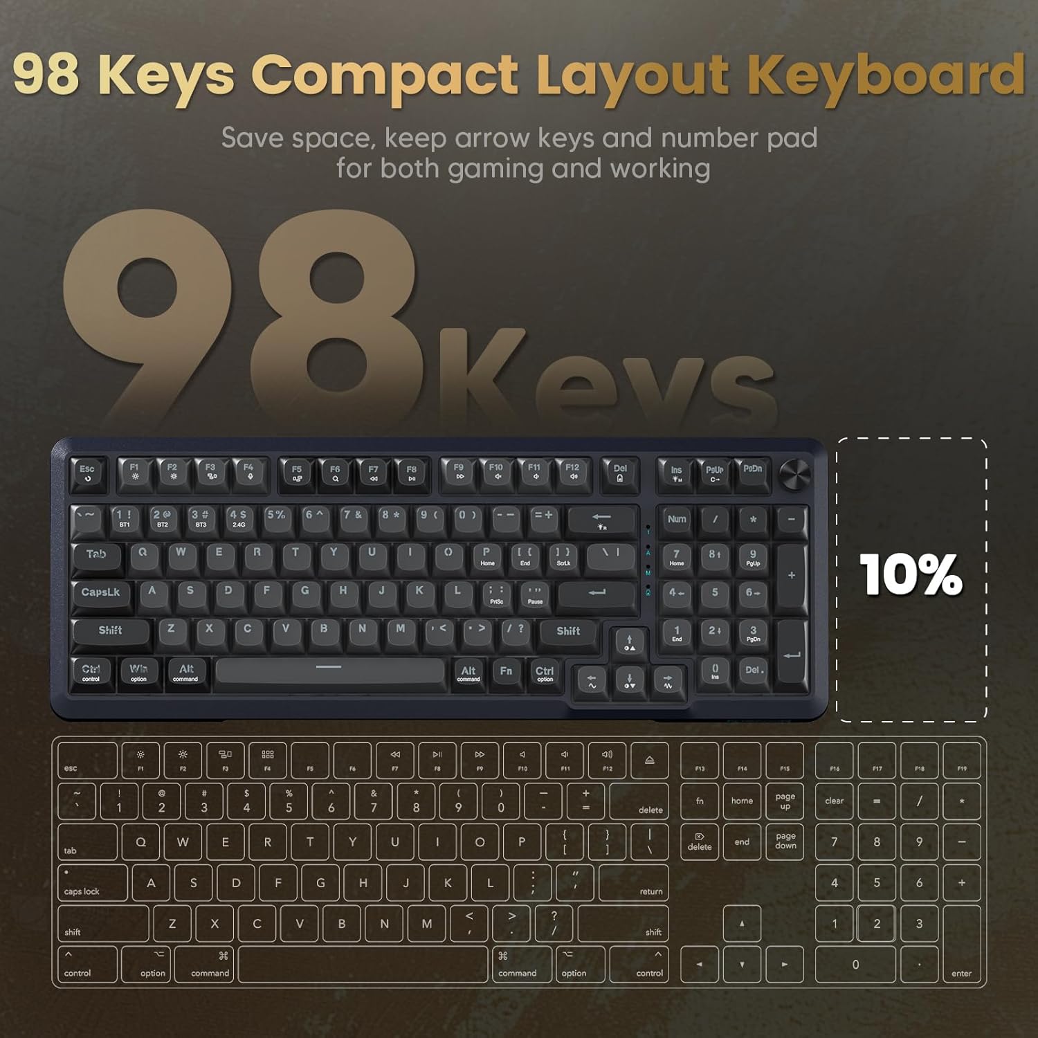 REDRAGON BREAGI PRO GASKET WIRELESS MECHANICAL KEYBOARD CREAM LINEAR SWITCHES K688GB-RGB-PRO thumbnail 7