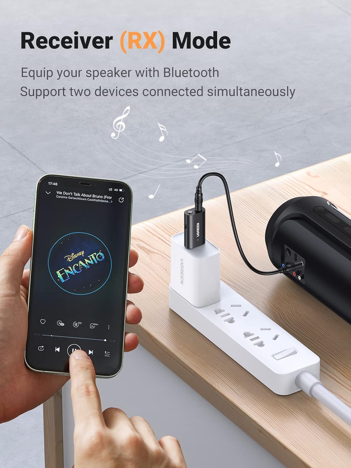 UGREEN USB 2.0 TO 3.5MM BLUETOOTH TRANSMITTER/RECEIVER ADAPTER WITH AUDIO CABLE 60300 thumbnail 4
