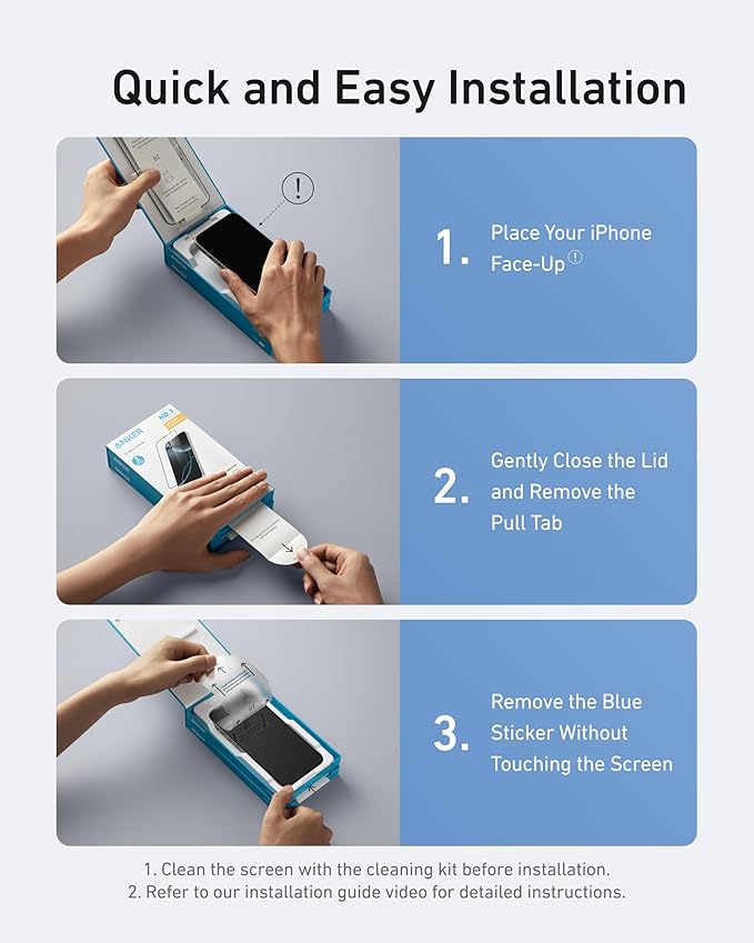 ANKER IPHONE 16 PRO EASY FIT SCREEN PROTECTOR KIT HD 2-PACK A720AH0A thumbnail 7