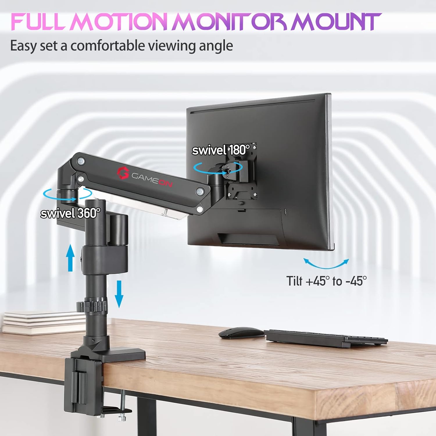 GAMEON GO-2083 POLE MOUNTED GAS SPRING DUAL MONITOR ARM 17-35-INCH BLACK thumbnail 2