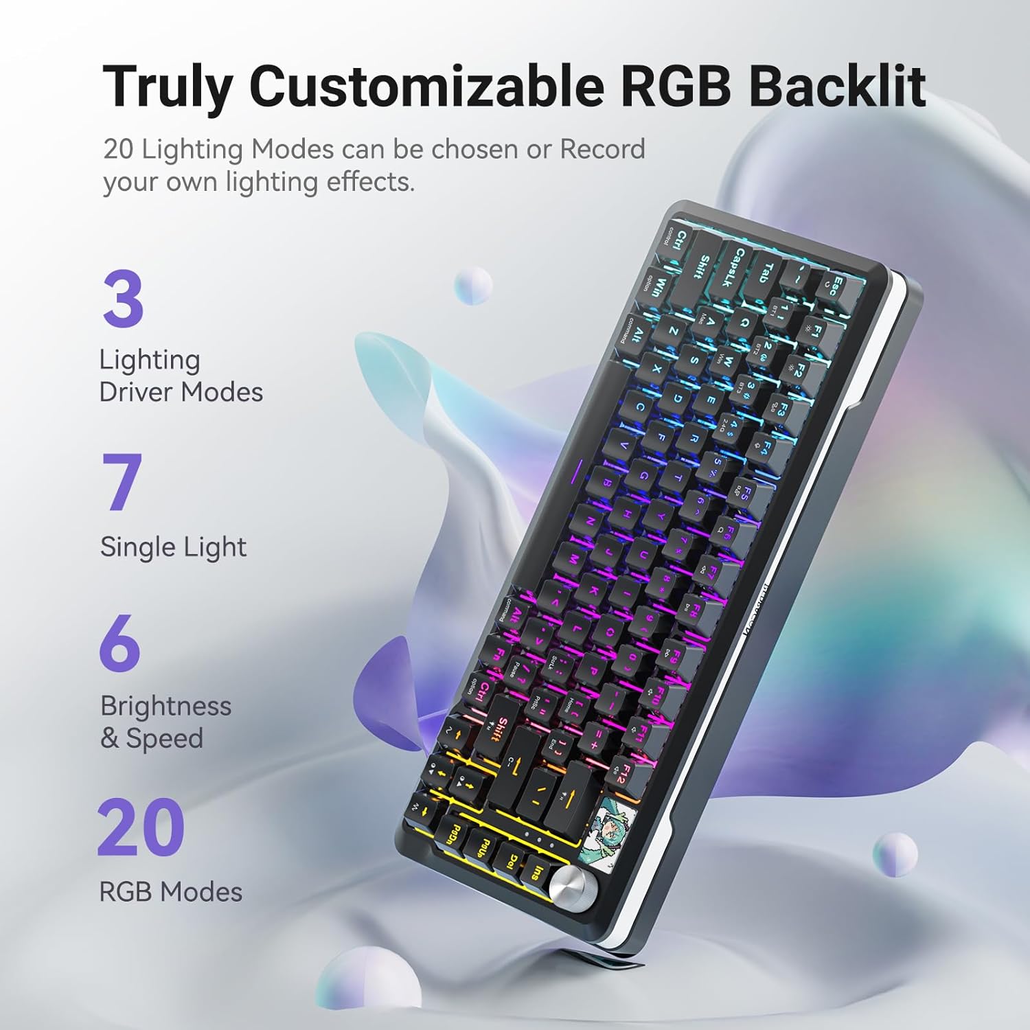 REDRAGON FLEKACT RGB WIRELESS MECHANICAL GAMING KEYBOARD WITH LCD DISPLAY - BLACK K708RGB-PRO thumbnail 4