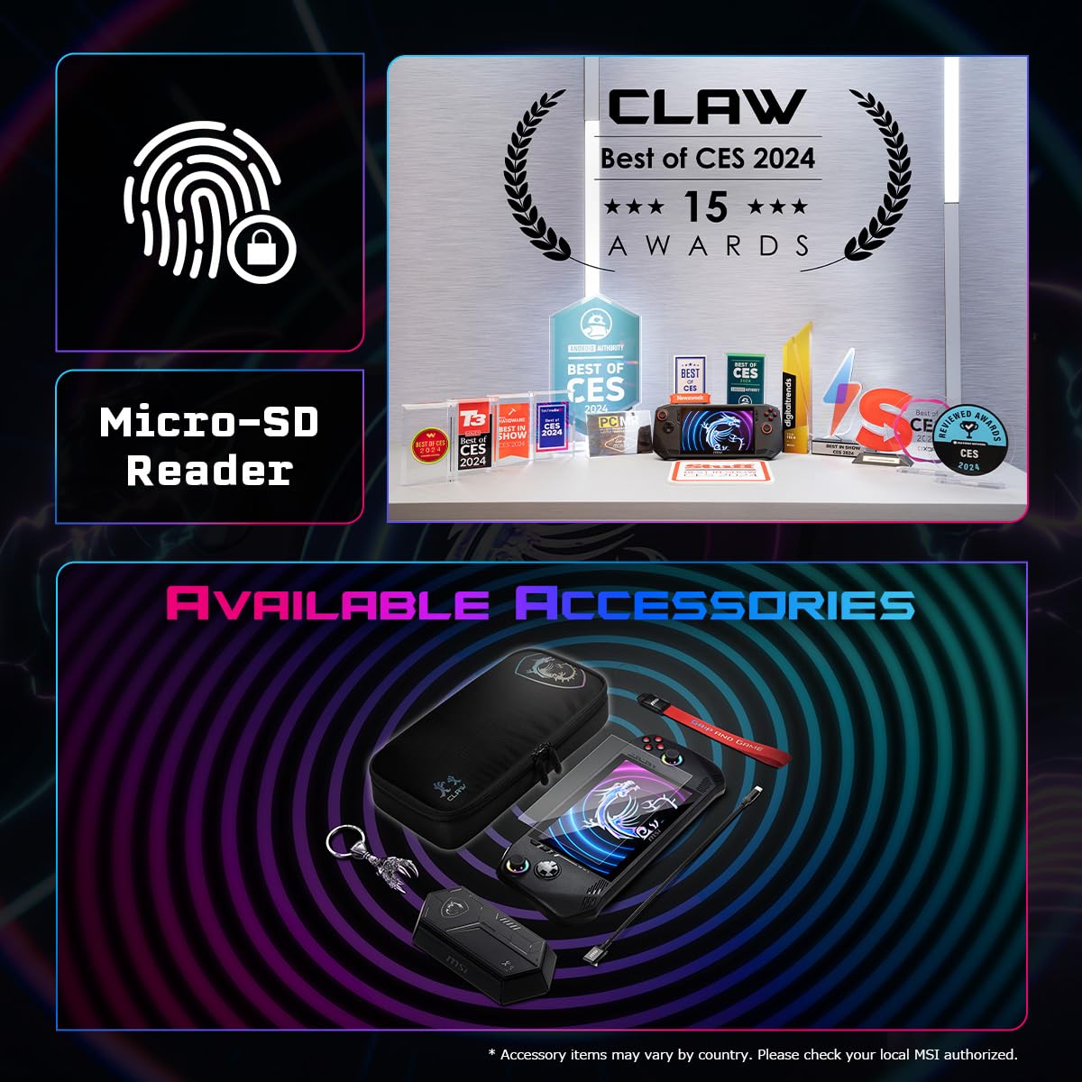 MSI CLAW INTEL CORE ULTRA 7 7 INCH FHD 120HZ 16GB RAM 1TB SSD WIN 11 GAMING CONSOLE A1M thumbnail 3