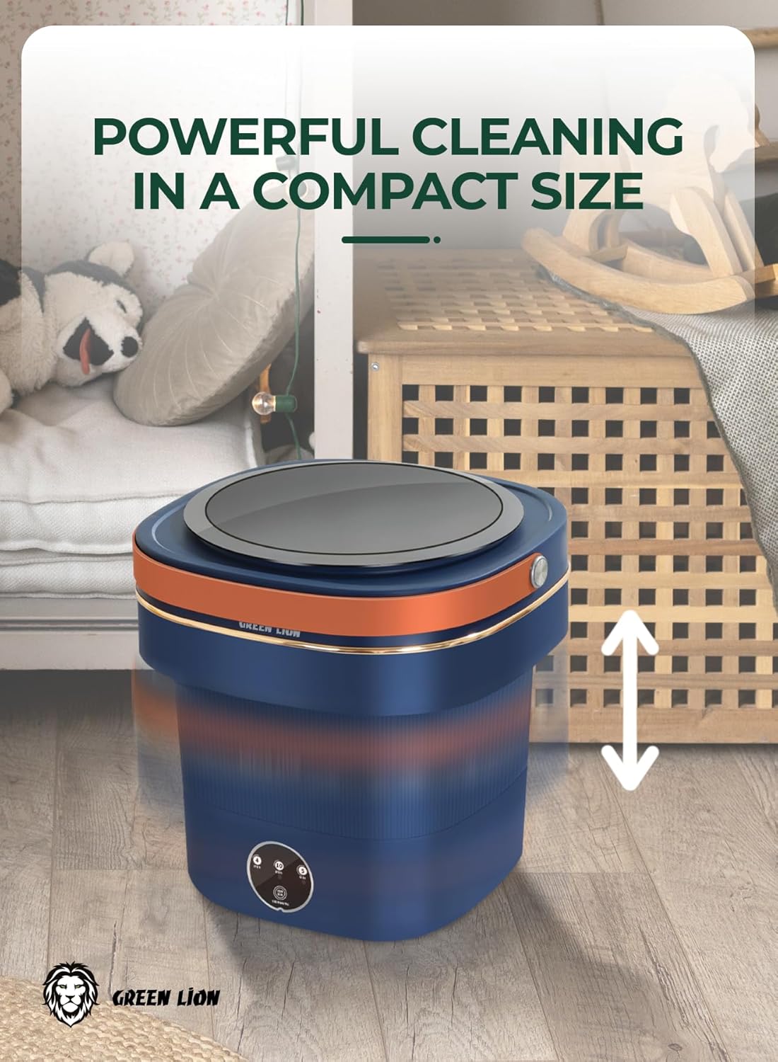 GREEN LION FOLDABLE MINI WASHING MACHINE 9L 60W BLUE GNMINIWM9LBL thumbnail 9