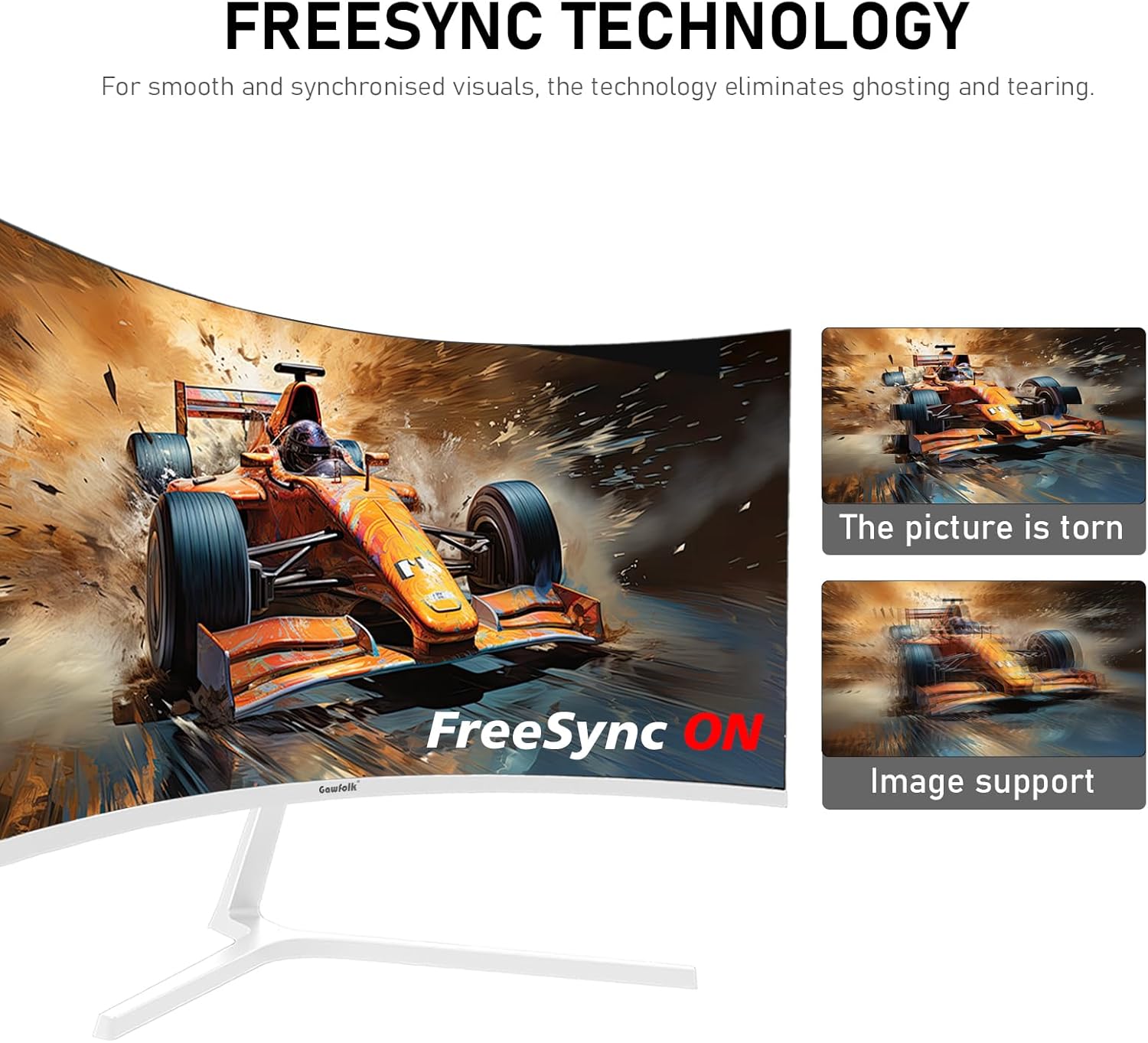 GAWFOLK 27 INCH 1K 280HZ 1920*1080 CURVE VA PANEL MONITOR BLACK/WHITE GF270N thumbnail 3