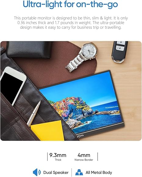 ARZOPA 16 INCH ULTRA SLIM 144HZ FHD 1080P GAMING MONITOR BLACK Z1FC thumbnail 5