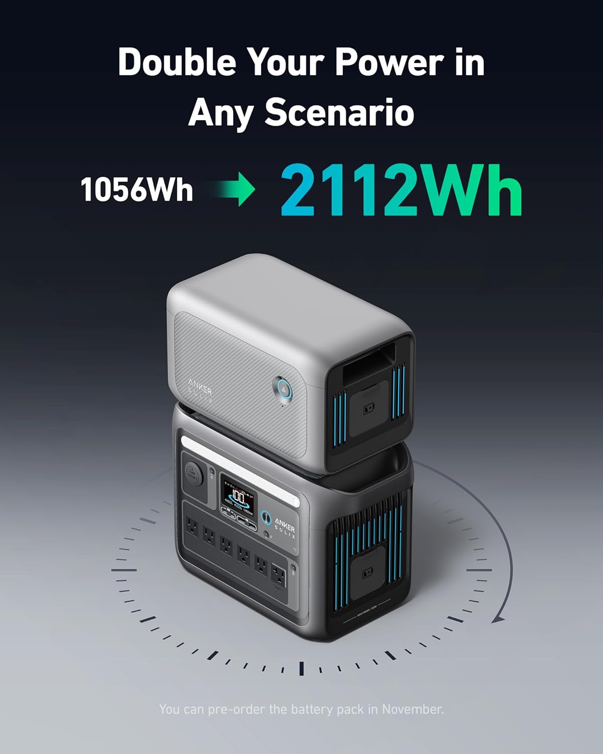 ANKER SOLIX C1000 PORTABLE POWER STATION 1056WH 1800W DARK GREY A17612Z1 thumbnail 5