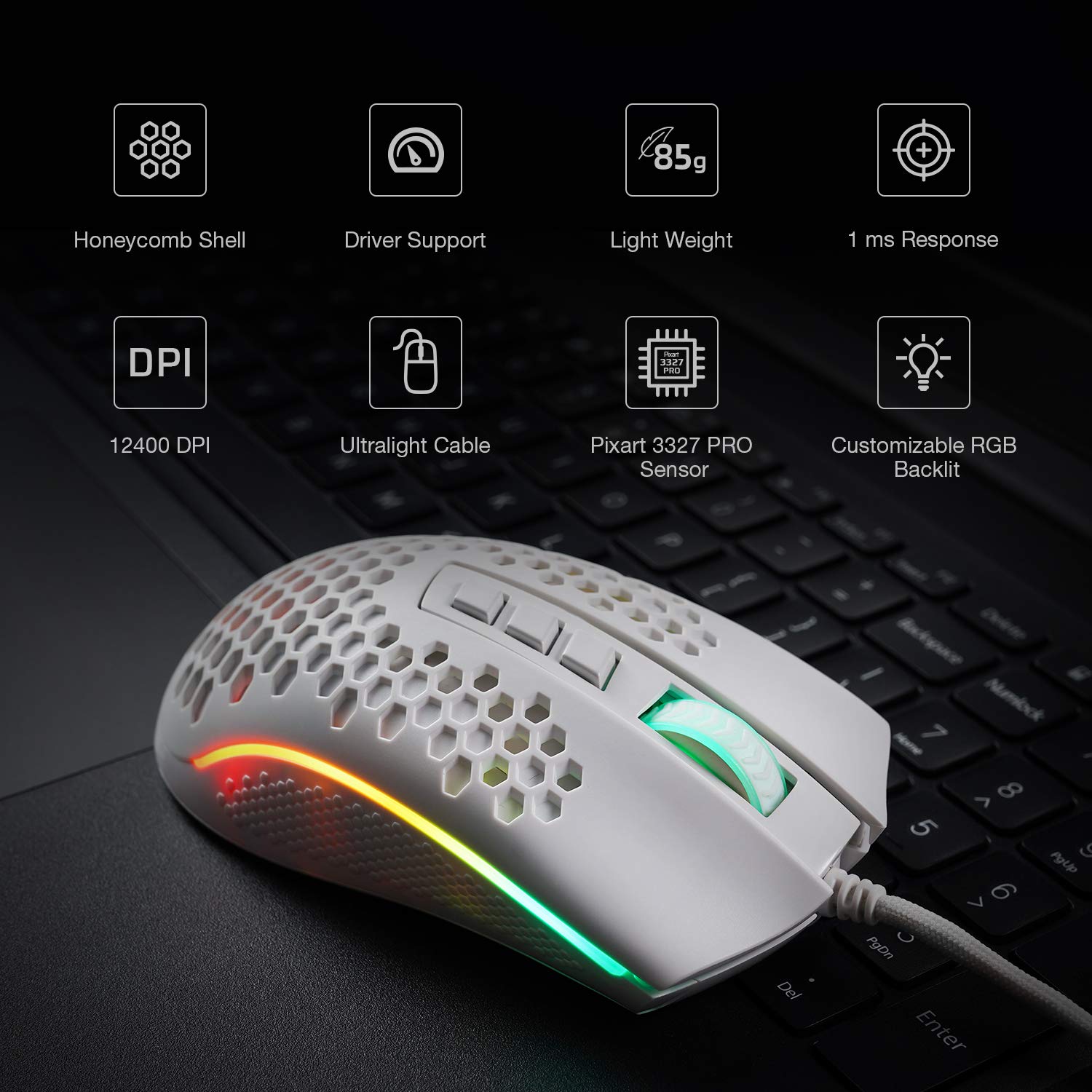 REDRAGON STORM HONEYCOMB WIRED GAMING MOUSE M808-RGB thumbnail 3