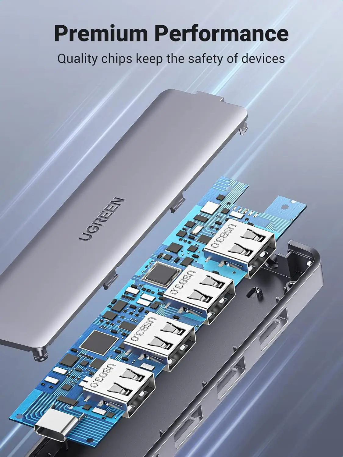 UGREEN 4-PORT USB3.0 HUB WITH MICRO USB POWER SUPPLY 70336 thumbnail 5