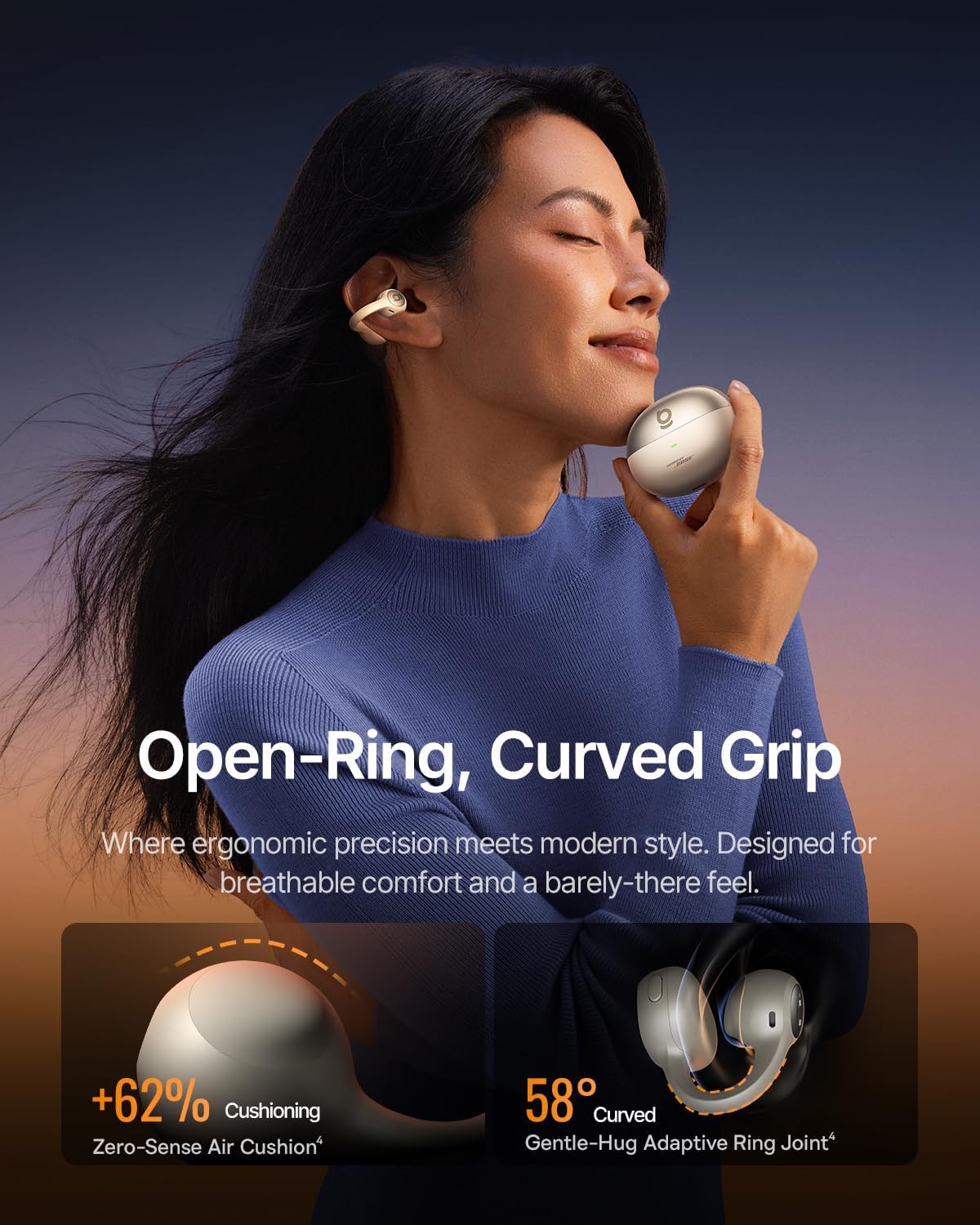 BASEUS INSPIRE XC1 OPEN EAR TRUE WIRELESS EARBUDS STARLIGHT OFF-WHITE A0102801 thumbnail 5