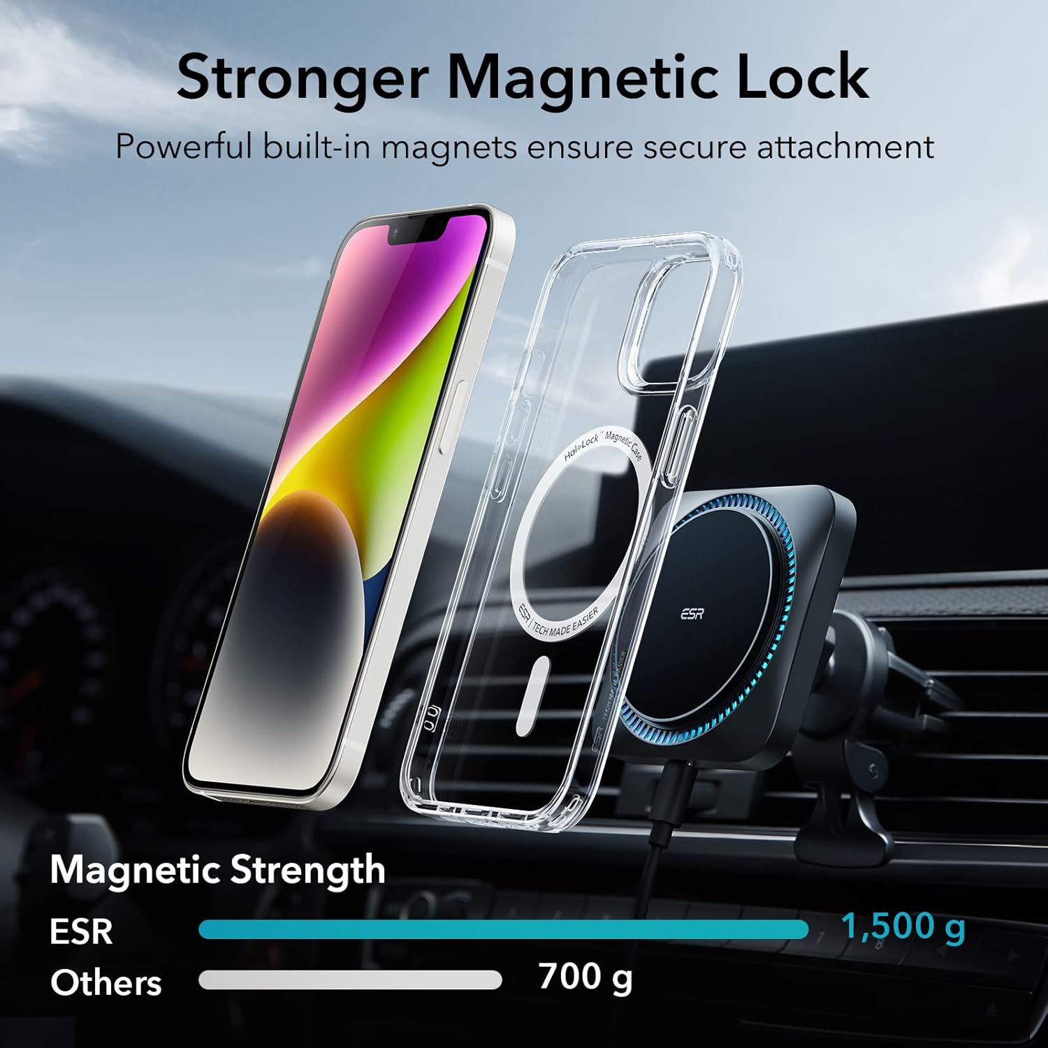 ESR IPHONE 14 PLUS AIR ARMOR HALO LOCK PROTECTION MAGNETIC CASE CLEAR thumbnail 5