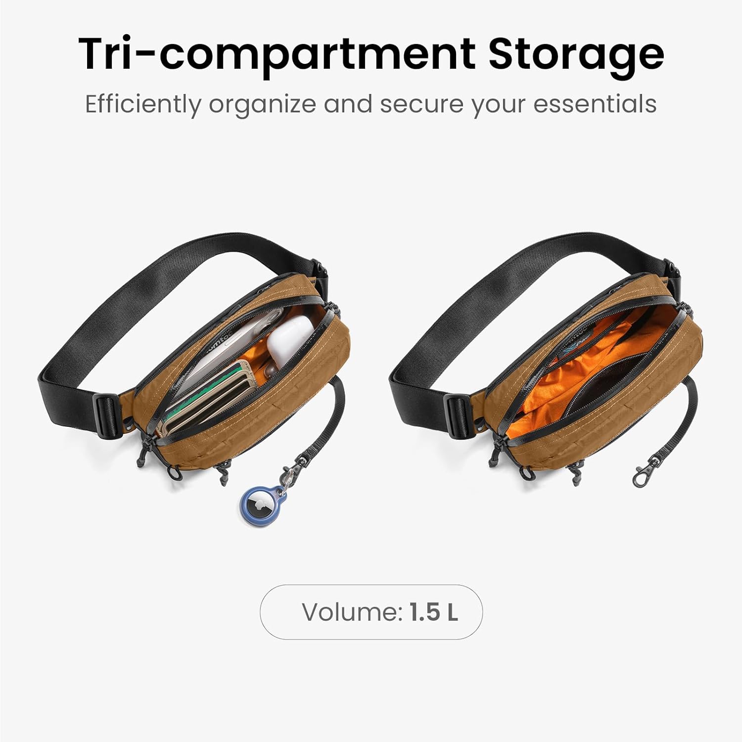 TOMTOC AVIATOR CHEST BAG 1.5L KHAKI T35S1K1 thumbnail 5