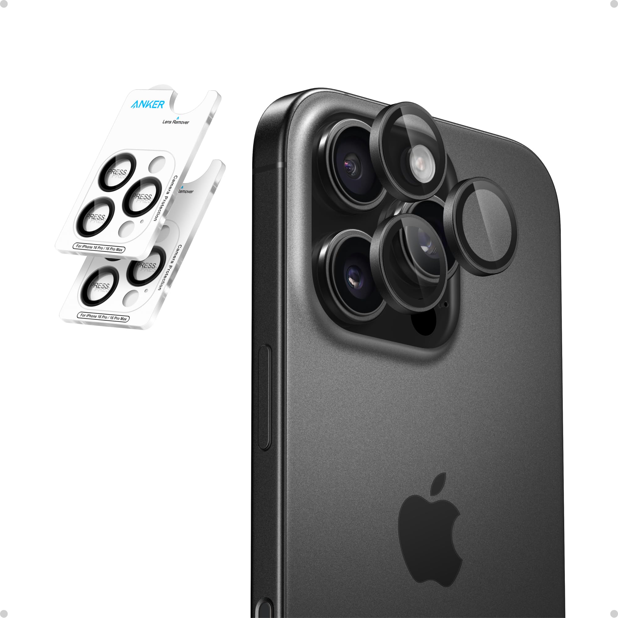 ANKER IPHONE 16 PRO /16 PRO MAX 2 PACK SHIELD CAMERA LENS PROTECTOR A720GH6A