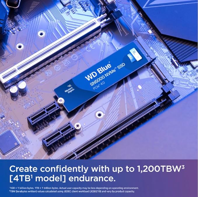 WD INTERNAL SSD 4TB SN5000 M.2 NVME 2280 PCIE GEN 4 BLUE WDS400T4BOE thumbnail 4