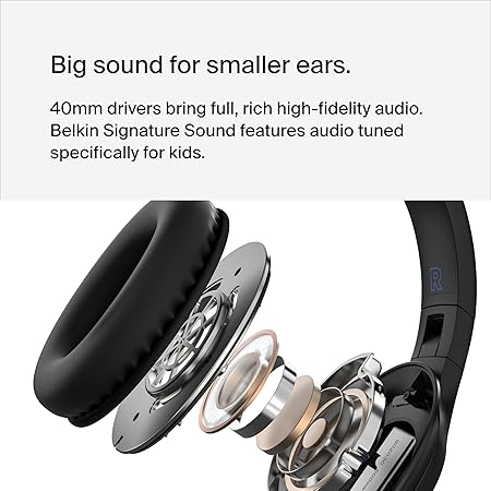 BELKIN SOUNDFORM INSPIRE WIRELESS OVER EAR HEADSET FOR KIDS BLACK AUD006BTBLK thumbnail 7