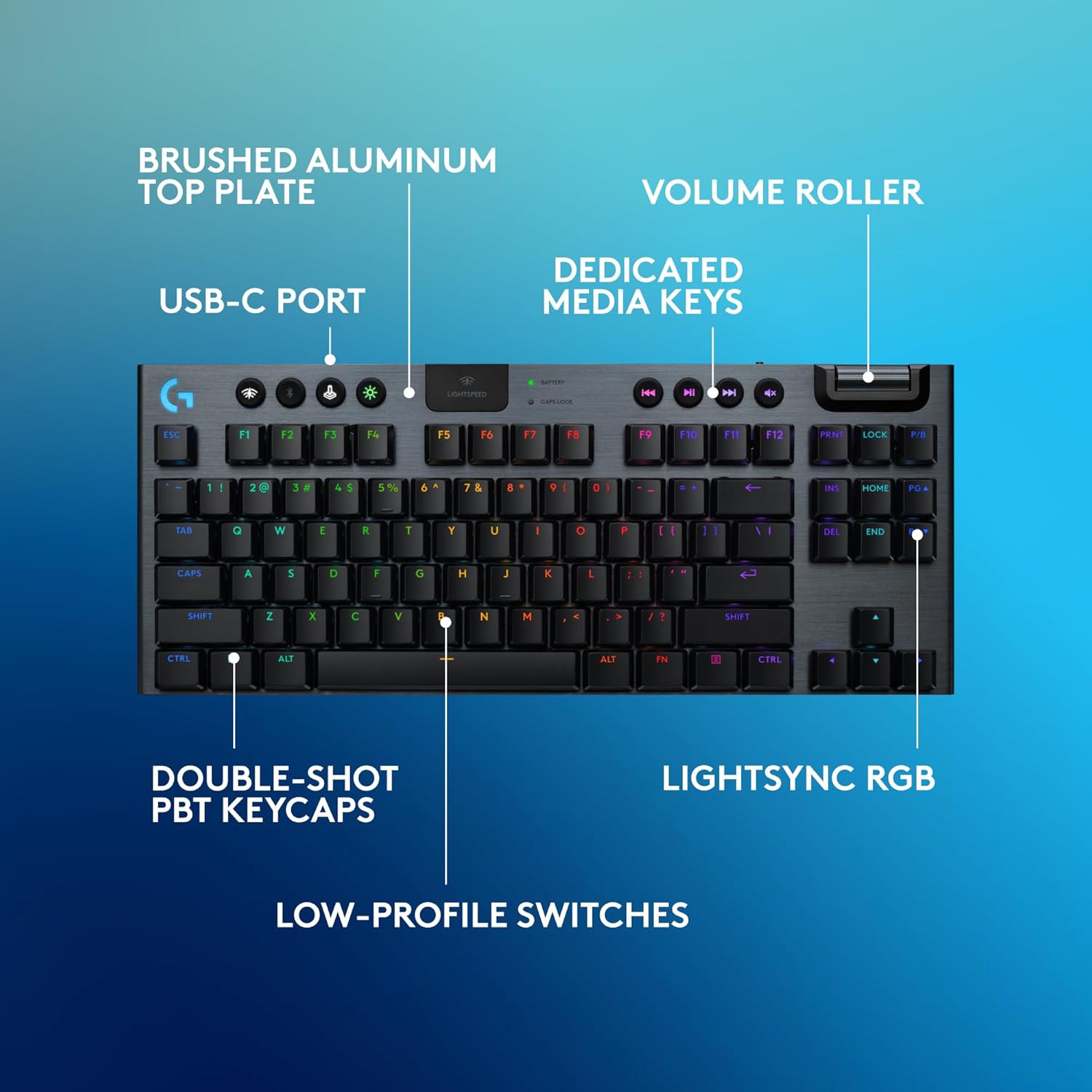 LOGITECH G915 X LIGHTSPEED TKL LOW PROFILE WIRELESS GAMING KEYBOARD BLACK 920-012757 thumbnail 6