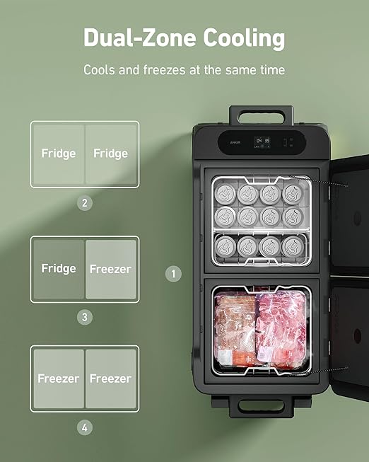 ANKER EVERFROST DUAL ZONE PORTABLE COOLER 53 L WITH 299WH BATTERY A17A22M1 thumbnail 4