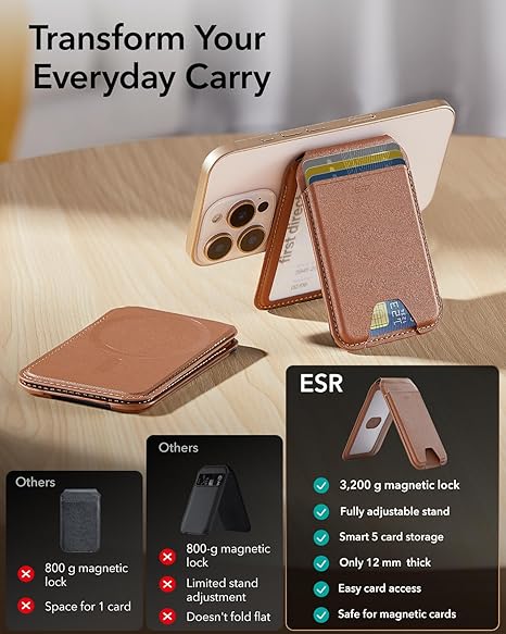 ESR MAGNETIC WALLET WITH MAGSAFE GRIP STAND CASE BROWN thumbnail 9