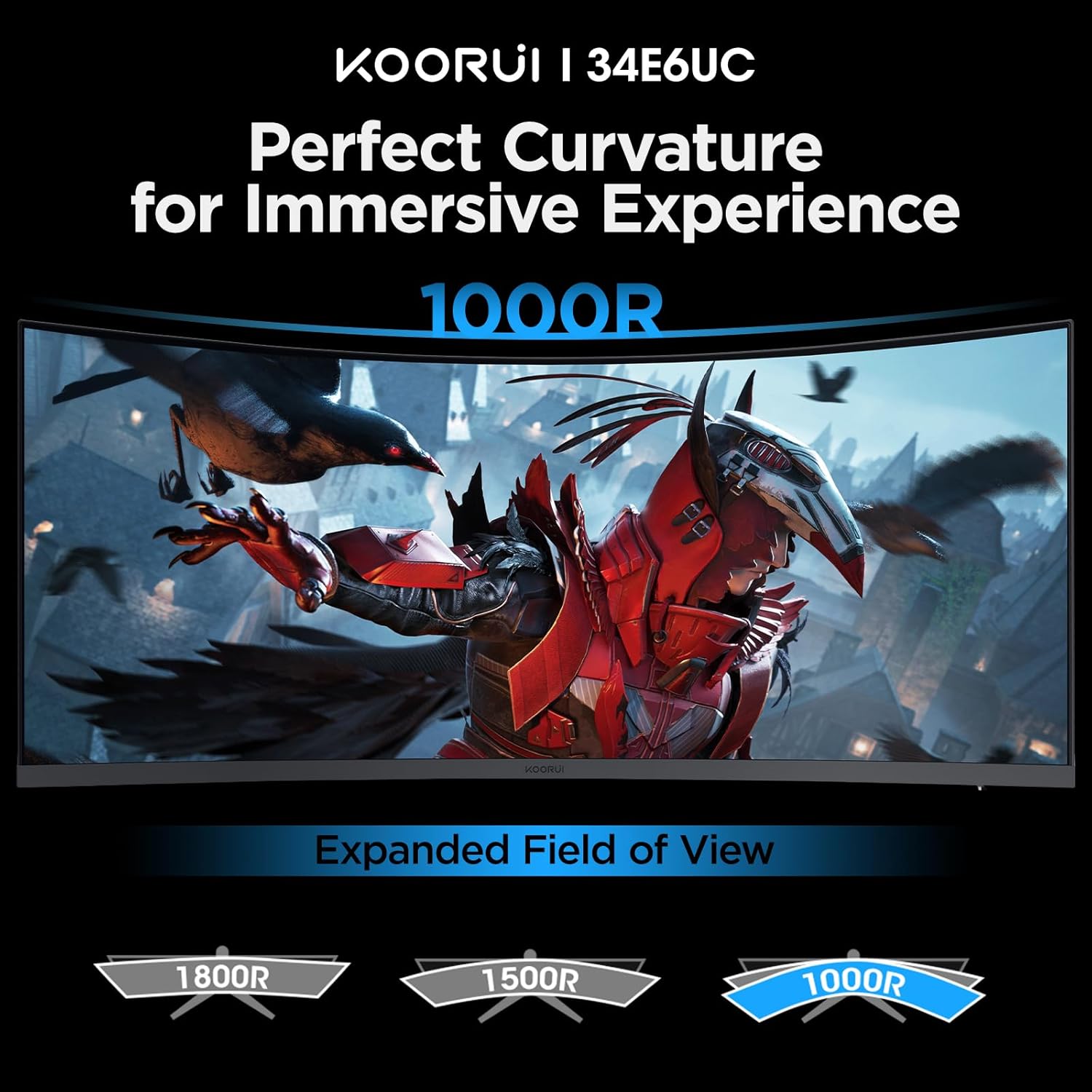 KOORUI 34 INCH UHD 3440X1440 240HZ 1MS VA PANEL GAMING MONITOR G3441XC thumbnail 2