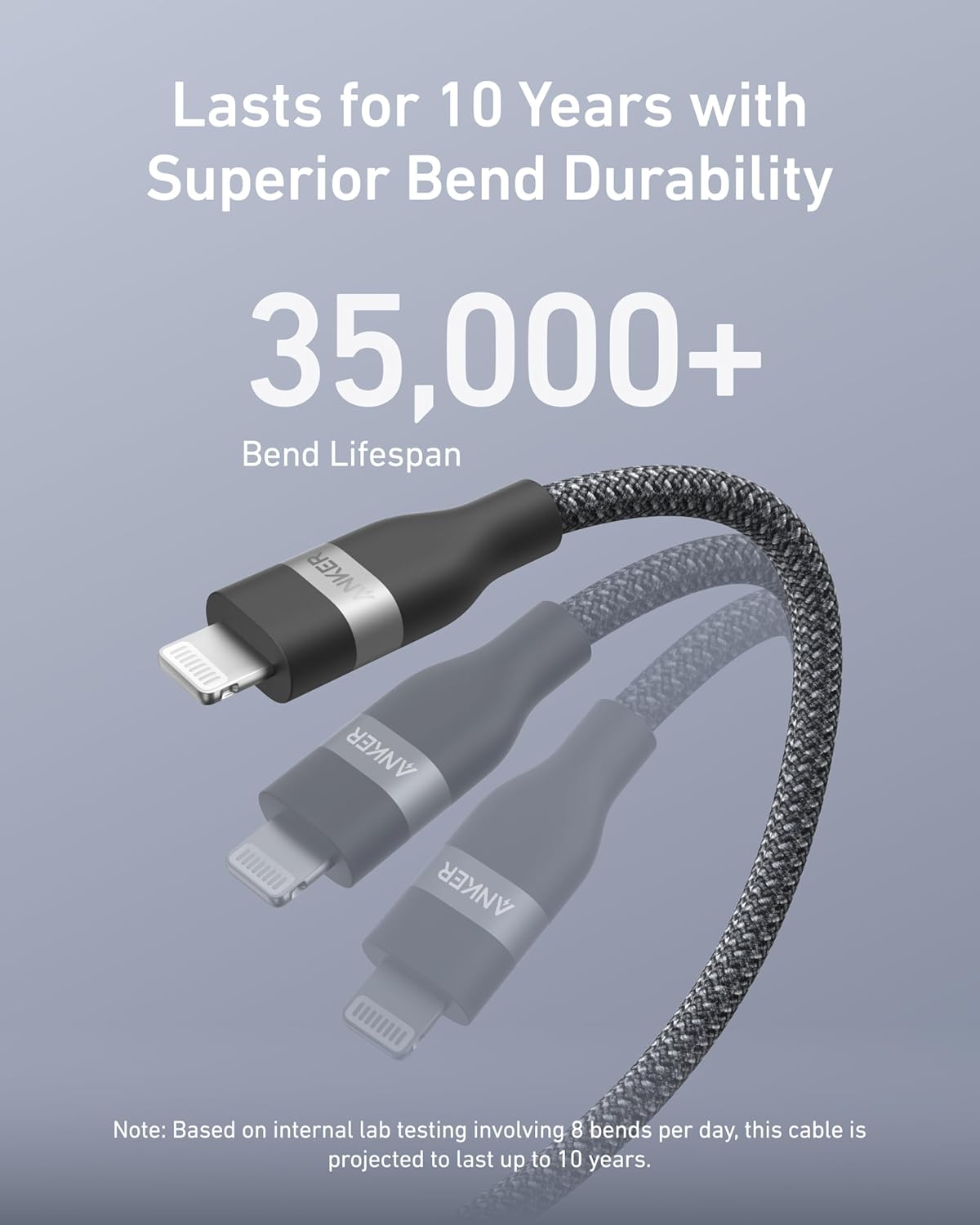 ANKER USB-C TO LIGHTNING BRAIDED CABLE 3FT BLACK A82B2011 thumbnail 5