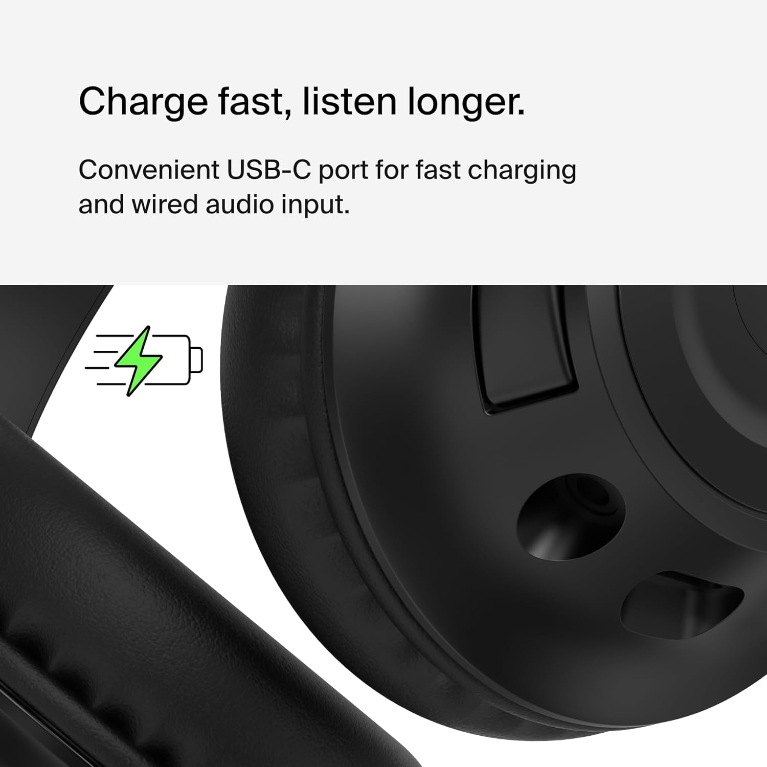 BELKIN SOUNDFORM INSPIRE WIRELESS OVER EAR HEADSET FOR KIDS BLACK AUD006BTBLK thumbnail 3