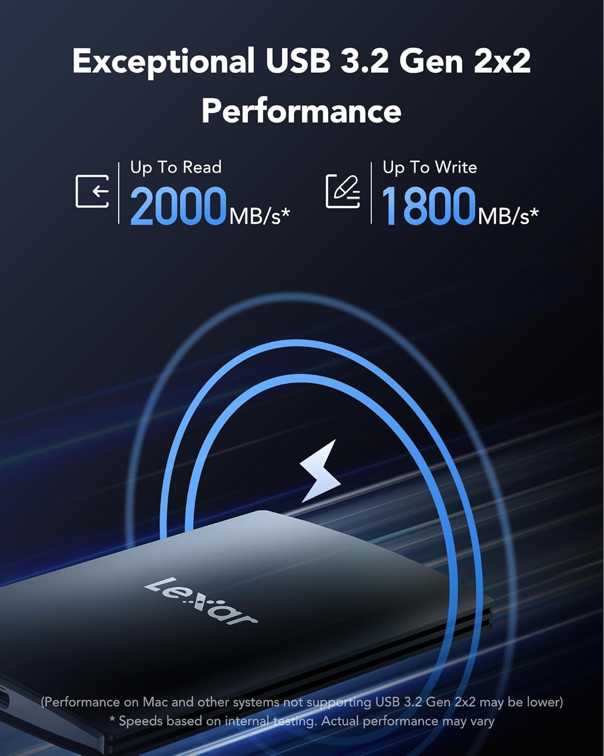LEXAR SSD SL500 PORTABLE SSD 2 TB USB3.2 GEN2X2 UP TO 2000 MBS /1800 MBS thumbnail 10