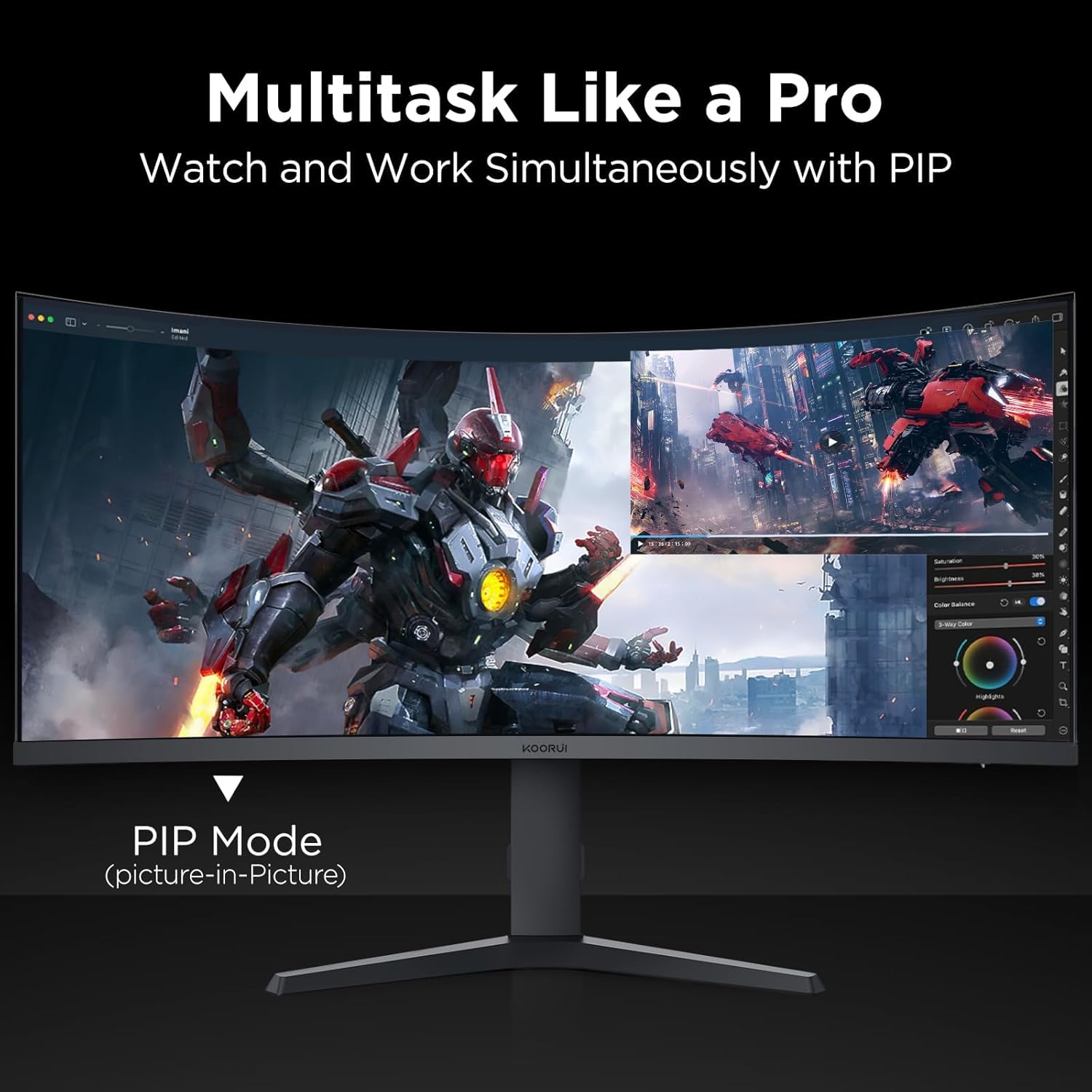 KOORUI 34 INCH UHD 3440X1440 240HZ 1MS VA PANEL GAMING MONITOR G3441XC thumbnail 5