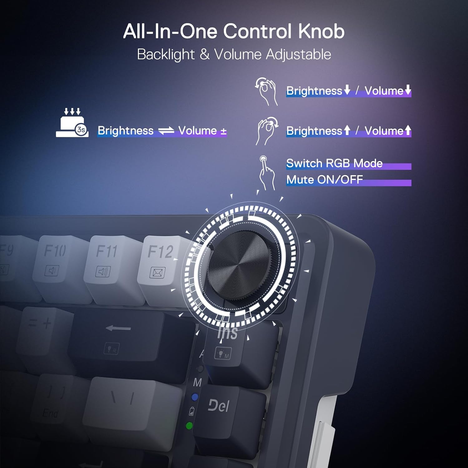REDRAGON UCAL MAX K673 75% HOT SWAP WIRELESS MECHANICAL GAMING KEYBOARD K673WB-RGB-M thumbnail 6