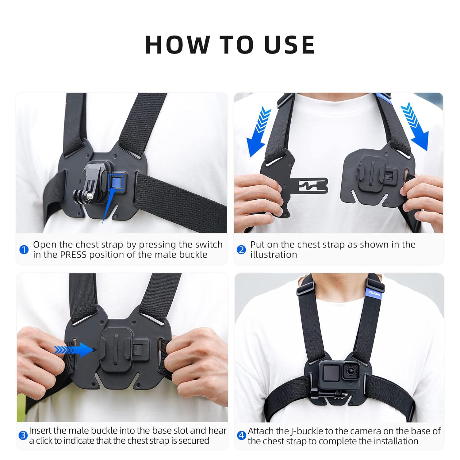 TELESIN QUICK RELEASE CHEST MOUNT MIST GRAY TSCGP01-01 thumbnail 6
