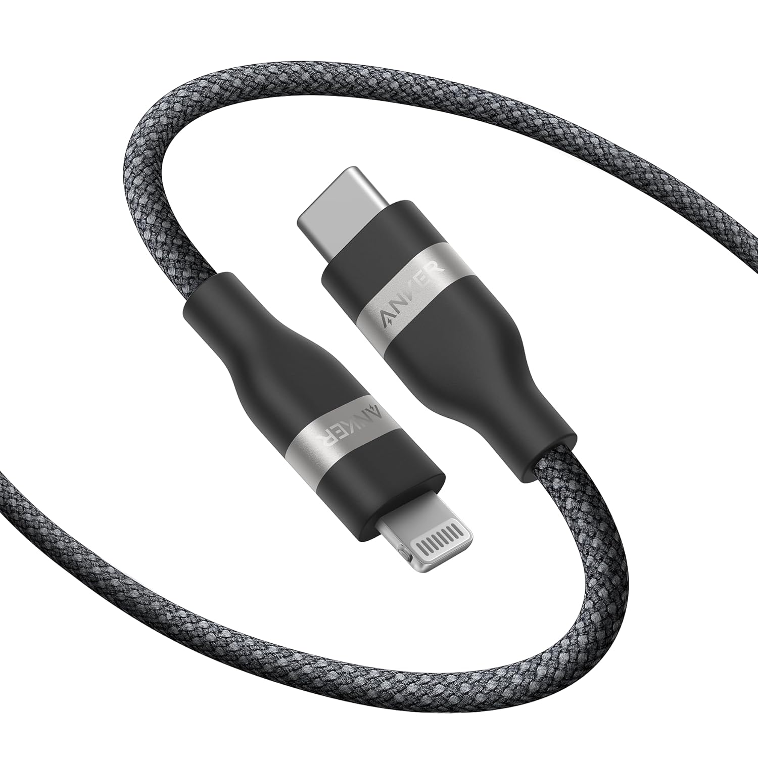 ANKER USB-C TO LIGHTNING BRAIDED CABLE 3FT BLACK A82B2011 thumbnail 2