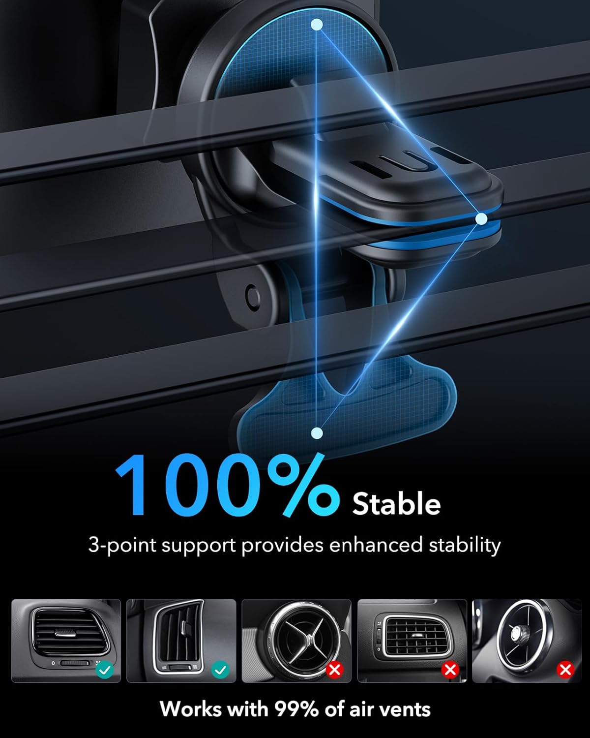 ESR QI2 WIRELESS CAR CHARGER BLACK thumbnail 5