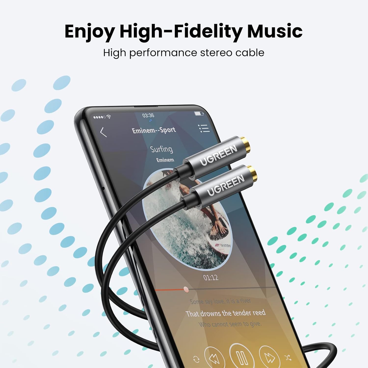 UGREEN 3.5MM AUX STEREO AUDIO SPLITTER CABLE WITH BRAID 20CM BLACK 10532 thumbnail 3