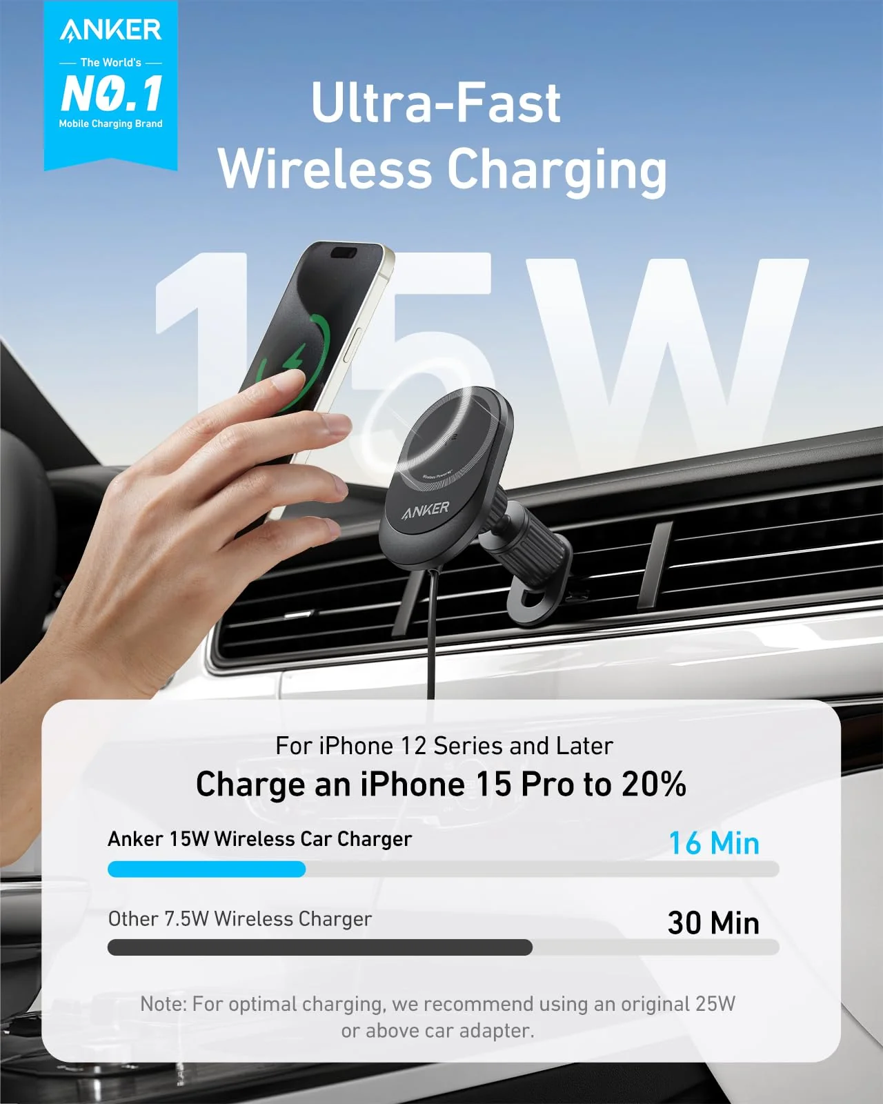 ANKER MAGGO WIRLESS CHARGER WITH CAR ADAPTER BLACK B2932111 thumbnail 2