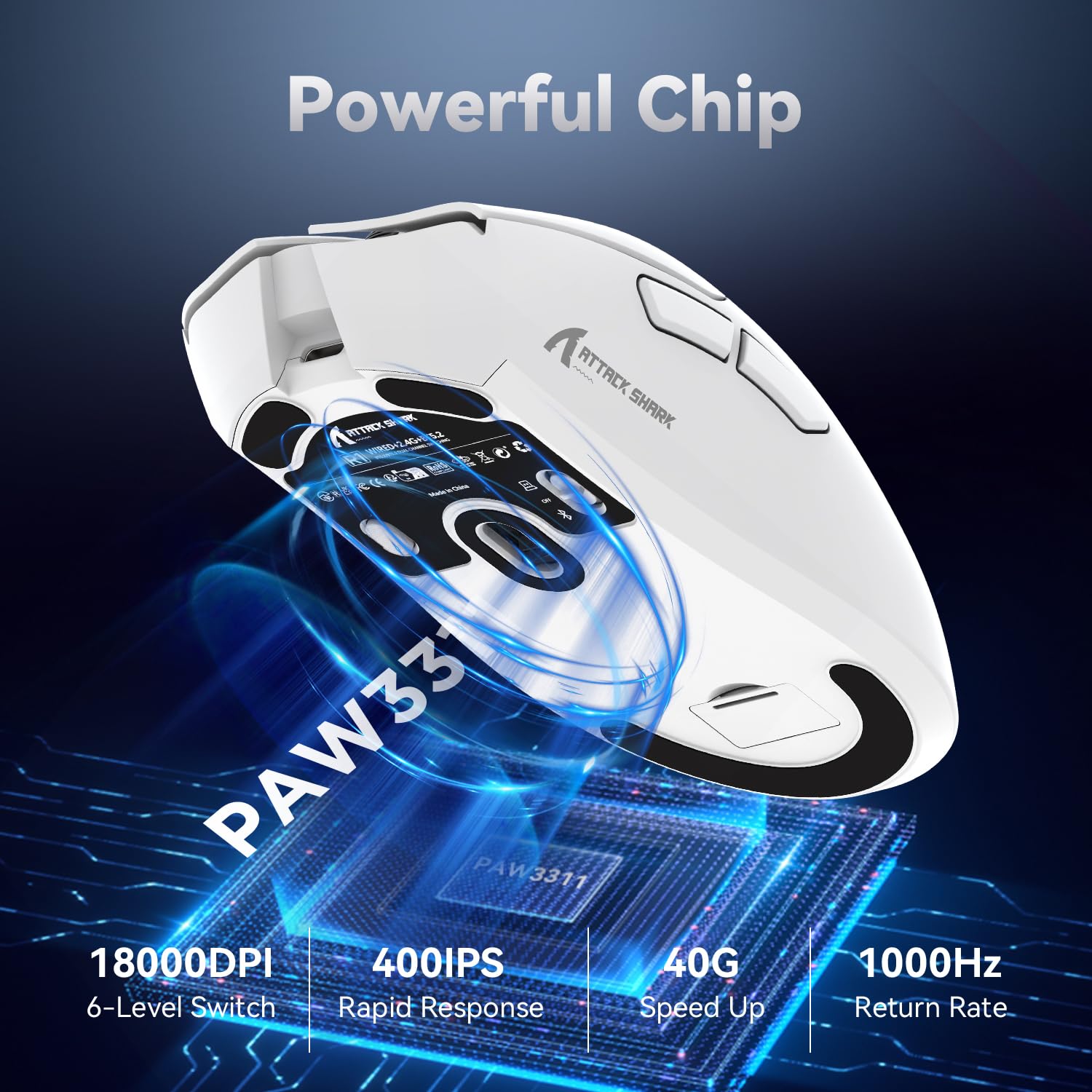 ATTACK SHARK R1 SUPERLIGHT WIRELESS GAMING MOUSE WHITE thumbnail 6