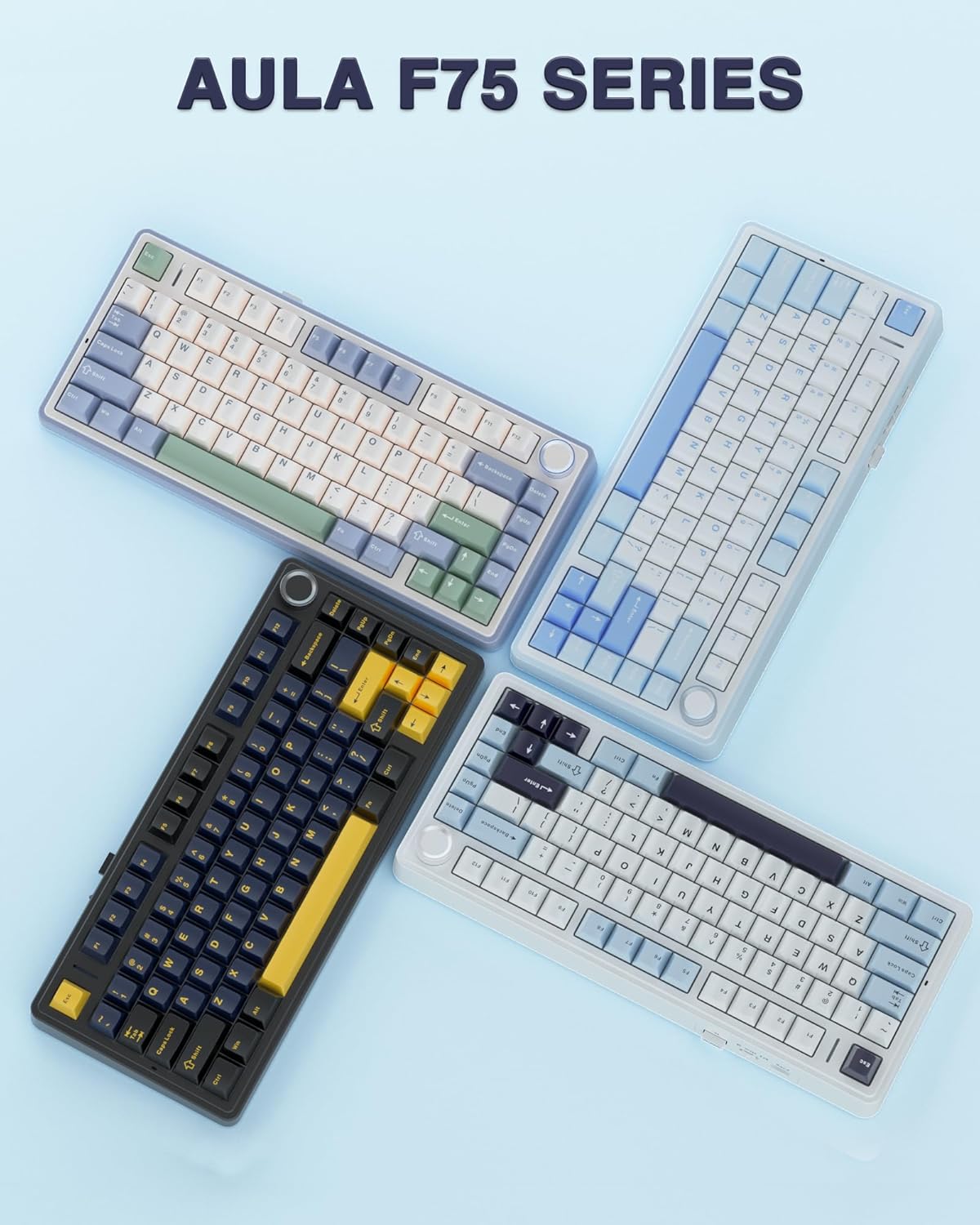 AULA 75 KEYS RGB 75% MECHANICAL GAMING KEYBOARD TRI MODE KNOB SEIYA SWITCH WHITE CONTOUR F75 thumbnail 10