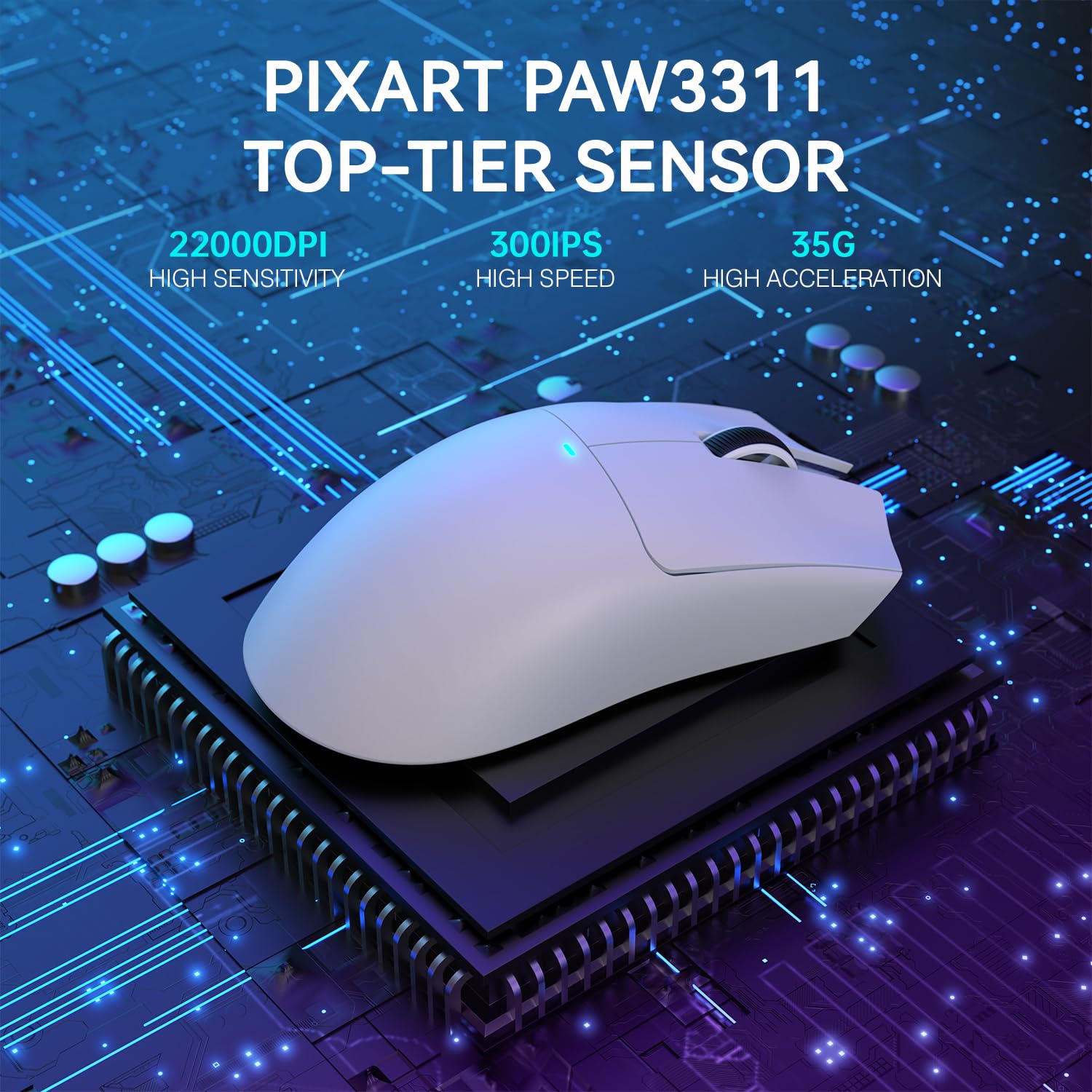 ATTACK SHARK LIGHTWEIGHT WIRELESS GAMING MOUSE WITH RGB CHARGING DOCK WHITE X11 thumbnail 6
