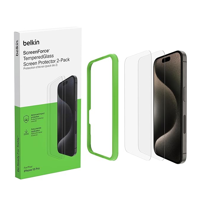 BELKIN SCREEN FORCE IPHONE 15 TEMPERED GLASS SCREEN PROTECTOR OVA135ZZ thumbnail 2