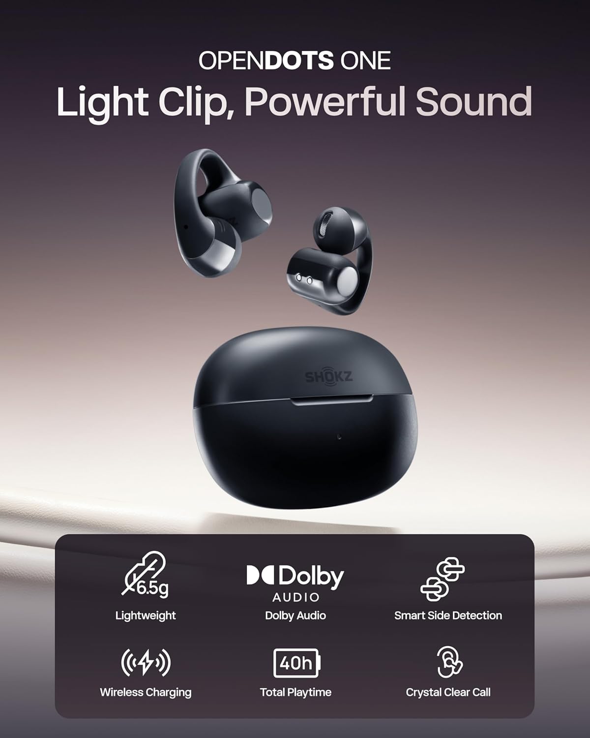 AFTER SHOKZ OPEN DOTS ONE TRUE WIRELESS EARBUDS BLACK E310-ST-BK thumbnail 2