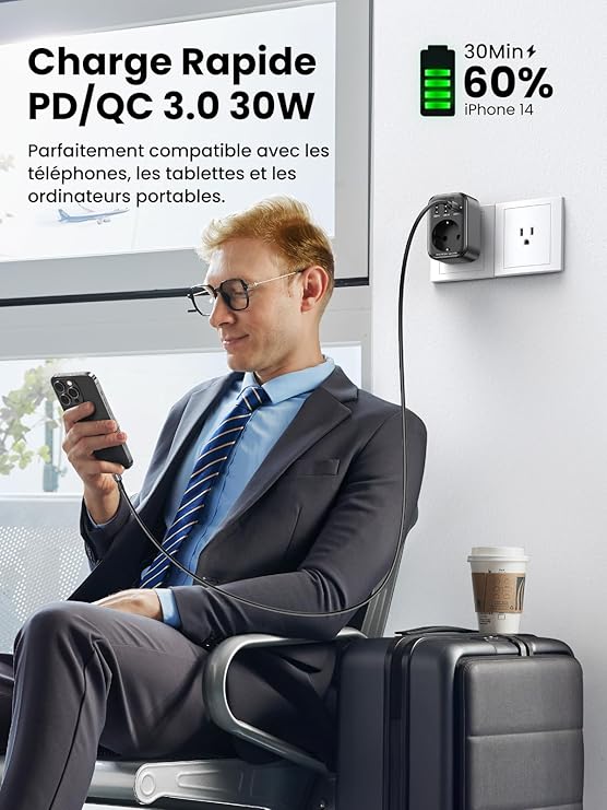 UGREEN 4 IN 1 TRAVEL ADAPTER BLACK 15261 thumbnail 9