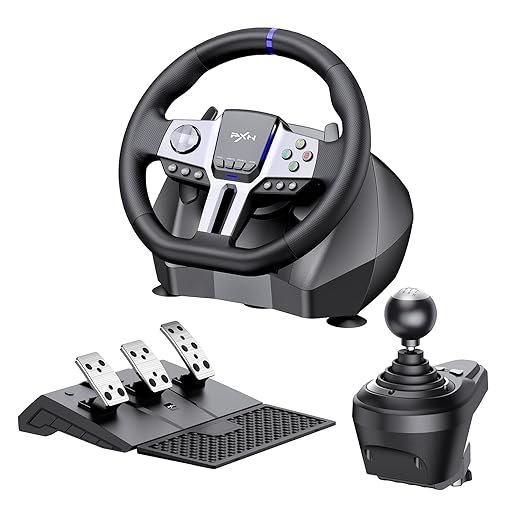 Pxn Steering Wheel,Pedals & Shifter For Pc/Ps3/Ps4/Switch/Xbox One Black Pxn-V9 GEN 2