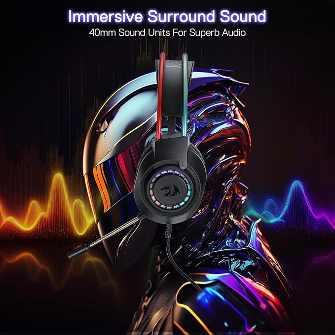 REDRAGON RGB SCREAM WIRED GAMING HEADSET BLACK H231 thumbnail 2
