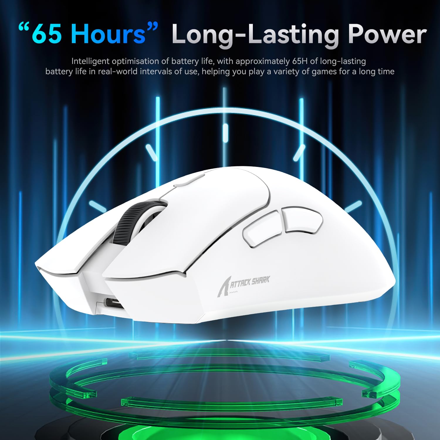 ATTACK SHARK R1 SUPERLIGHT WIRELESS GAMING MOUSE WHITE thumbnail 4