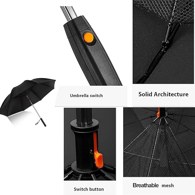 UMBRELLA WITH FAN RECHARGABLE LITHIUM LION BATTERY 2600MAH BLACK thumbnail 3