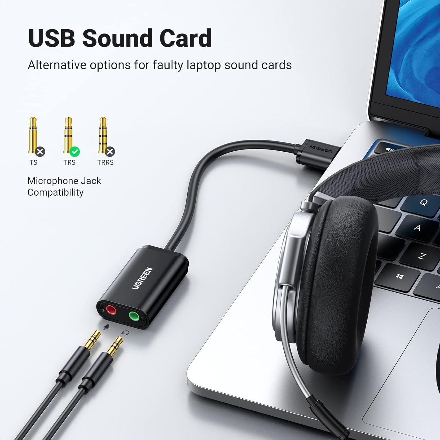 UGREEN USB 2.0 EXTERNAL SOUND ADAPTER BLACK 30724 thumbnail 2
