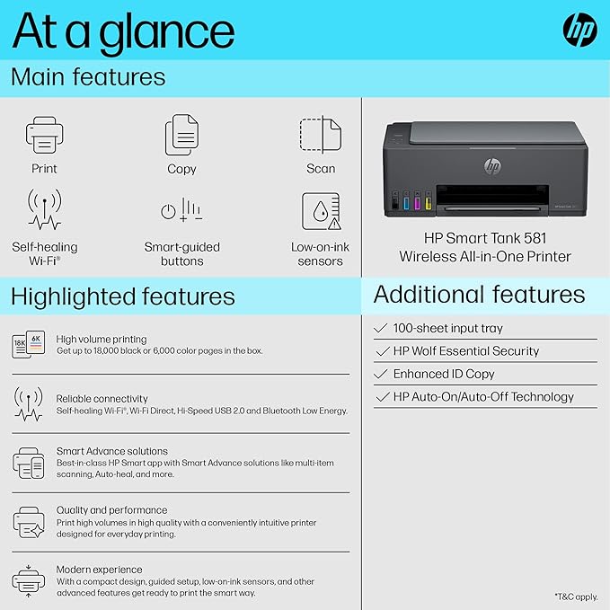 HP 581 ALL IN ONE SMART TANK PRINTER BLACK 4A8D4A thumbnail 5