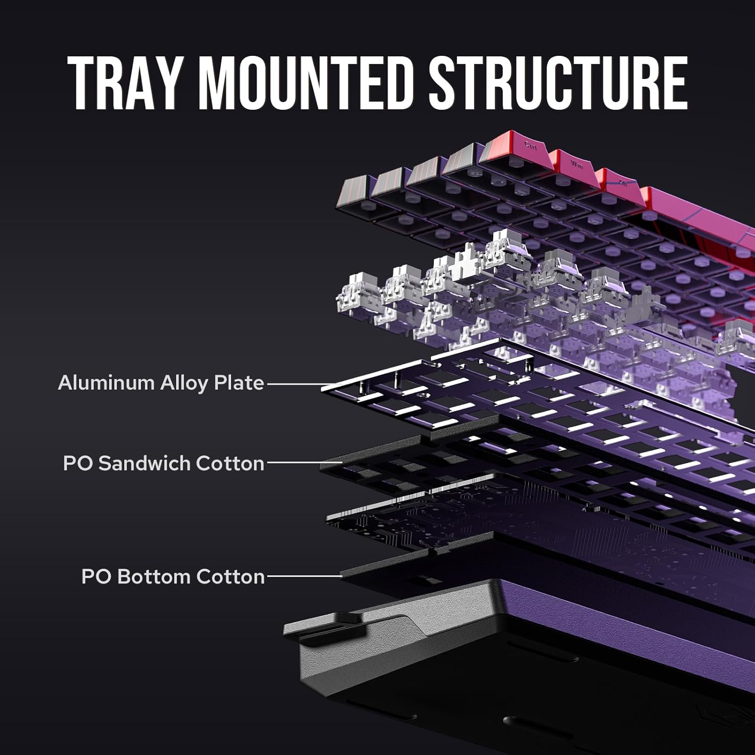 AULA 68 KEYS RGB 65% WIRED MECHANICAL GAMING KEYBOARD GRAY WOOD MAGNETIC SWITCH BLACK thumbnail 5
