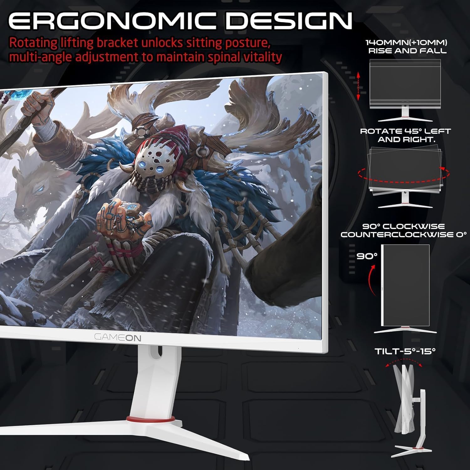 GAMEON 27 INCH ARTIC PRO GAMING MONITOR 180HZ FHD GOA27FHD thumbnail 2