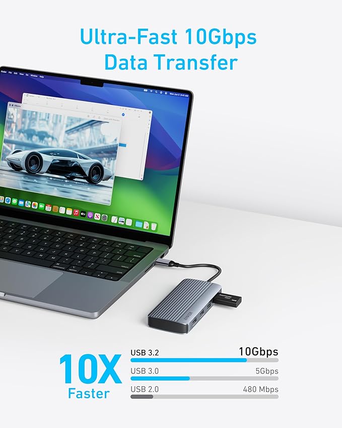 ANKER USB C HUB 7 IN 1 DUAL DISPLAY GRAY A8374AA1 thumbnail 6