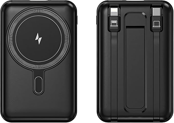 POWERO PLUS 22.5W 10000MAH MAG GRIP MAGSAFE POWERBANK WITH USB C AND LIGHTNING CABLE BLACK PR-PBMG220T-BK thumbnail 2